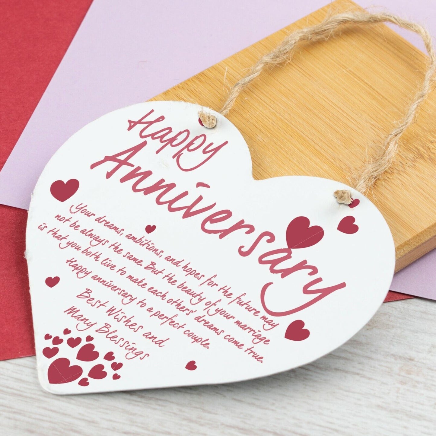 Wedding Anniversary Gift Heart Hanging Sign Happy Anniversary Gifts