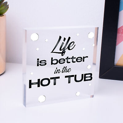 Novelty Hot Tub Sign Garden Decor Hanging Wall Shed Outdoor Plaque Pool Party