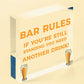 Bar Rules Still Standing Alcohol Beer Pub Plaque Funny Man Cave Sign Wall Gift