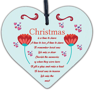 Christmas Tree Decoration Bauble Memorial Wooden Heart Plaque Friendship Gifts