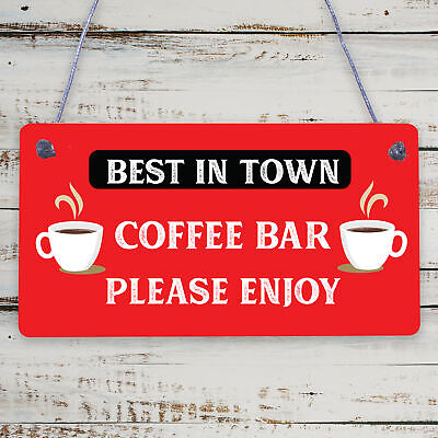 Coffee Bar Hanging Wall Plaque Home Decor Kitchen Cafe Sign Gifts For Women