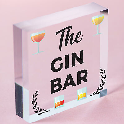 The Gin Bar Garden Party Alcohol Novelty Drinking Gift Pub Hanging Wall Plaque