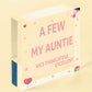 Auntie Gifts Auntie Birthday Card Gift Wood Heart Plaque Mothers Day Sister Gift