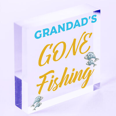 Grandad's Gone Fishing Dad Fisherman Grandad Hanging Wall Plaque Man Cave Sign