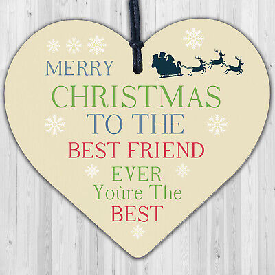 Christmas Gift For Best Friend Hanging Wood Heart Bauble Gift For Her Friendship