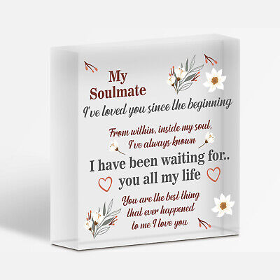 Soulmate Gifts Heart Plaque Anniversary Birthday I Love You Gift For Him For Her