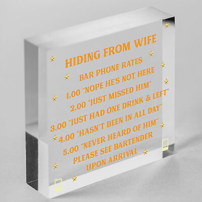 Gifts For Him Funny Man Cave Hiding From Wife Sign Pub Bar Plaque Dad Birthday