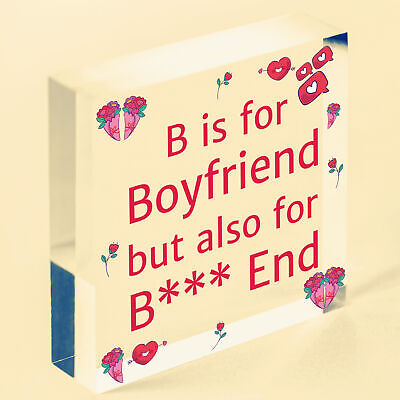 Boyfriend Funny Gifts For Birthday Christmas Wooden Heart Keepsake Plaque Gifts