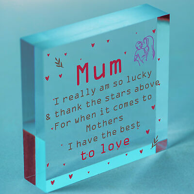 Thank You Gifts Wood Heart Mum Mummy Christmas Gifts Birthday Daughter Son GIFT