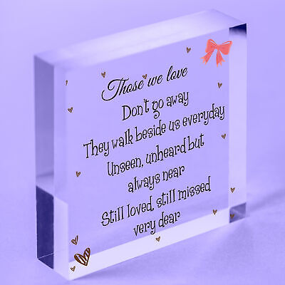 Memorial Hanging Heart Sign Bereavement Remembrance Poem Mum Dad Love Gift