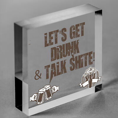 Novelty Bar Plaque LETS GET DRUNK Funny Pub Home Bar Sign Man Cave Gifts