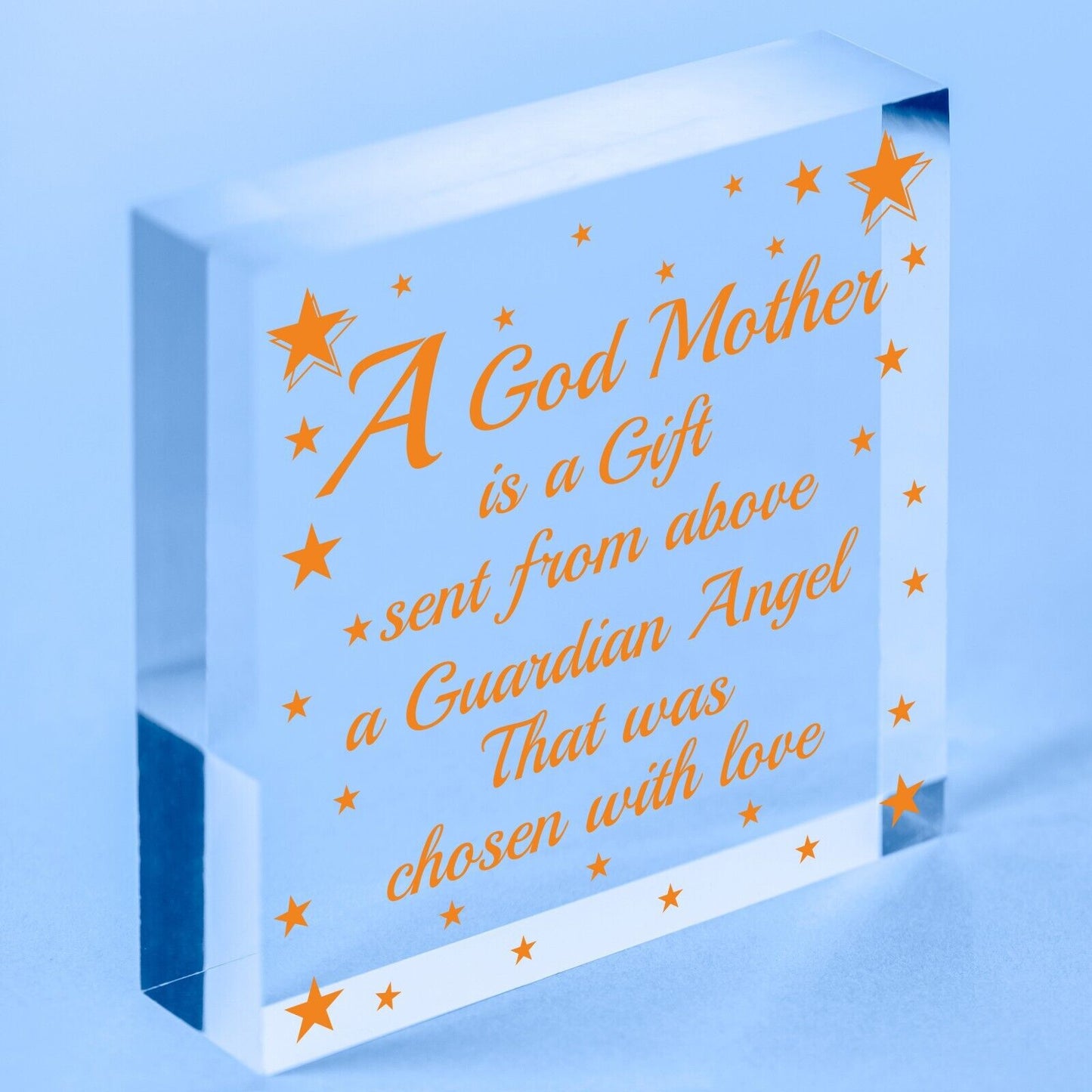 Thank You Godmother Wood Heart Godfather Godparent Gift Novelty Christening Card