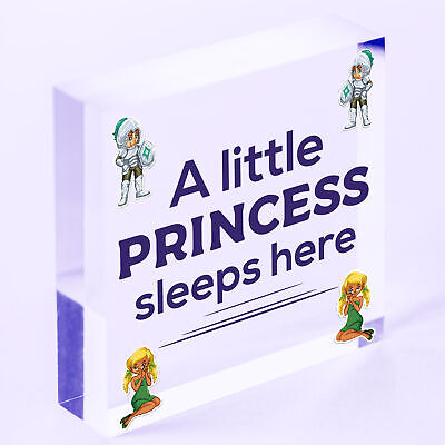 Princess Sleeps Plaque Door Nursery Bedroom Sign Gift Baby Girls Fairytale Decor