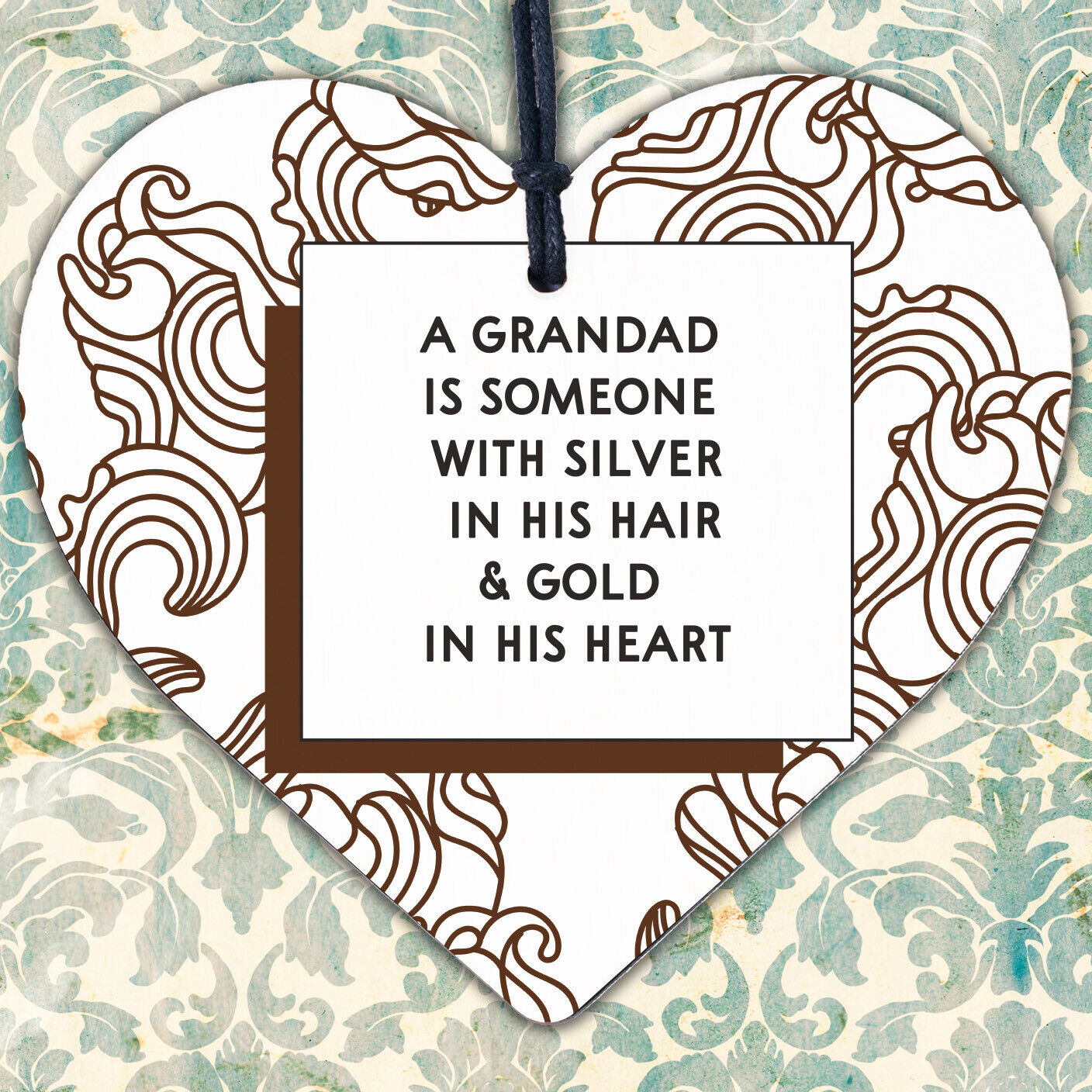 A Grandad Has A Golden Heart Wooden Hanging Plaque Love Shabby Chic Gift Sign