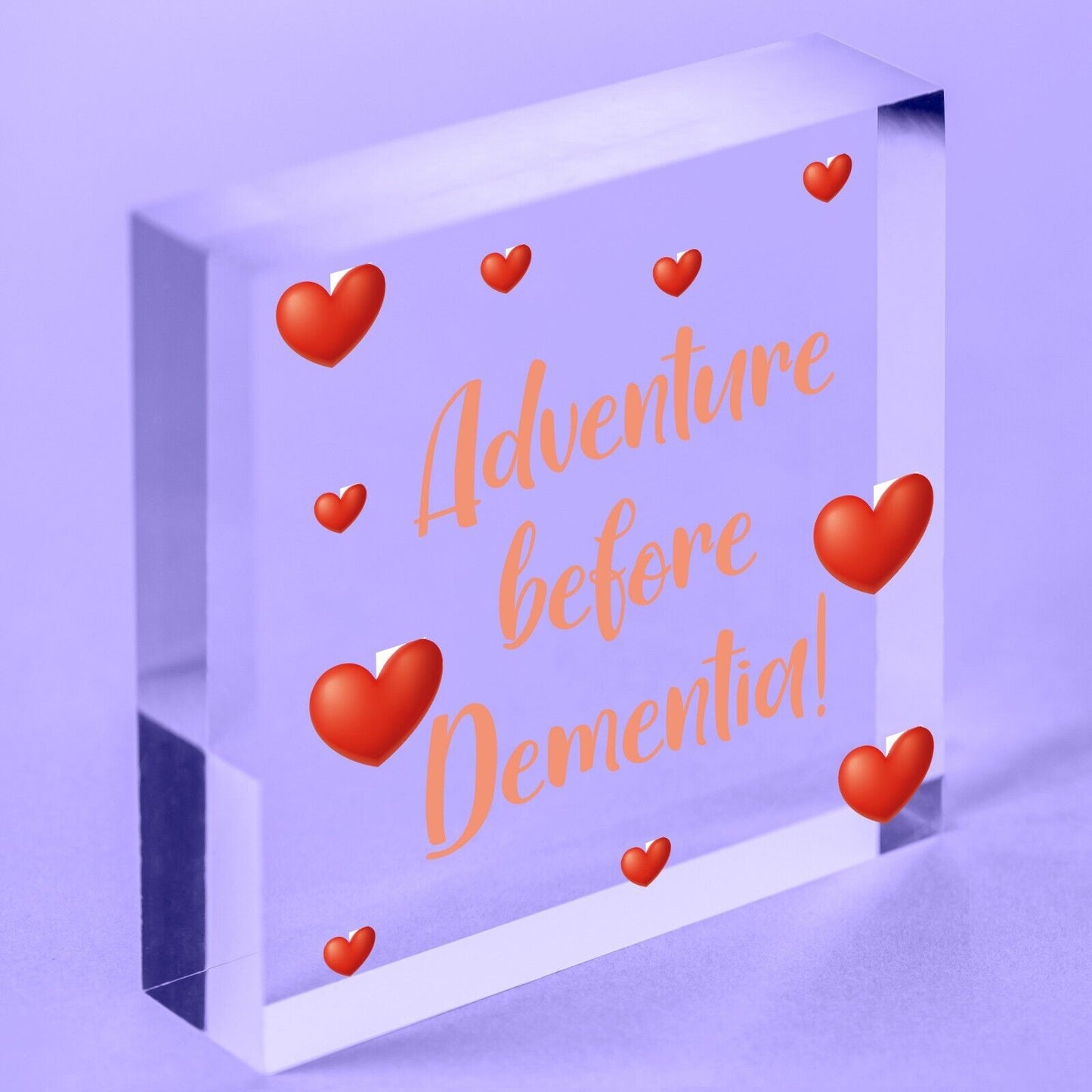 Adventure Before Dementia Wood Heart Caravan Plaque Funny Retirement Gift