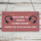 Welcome Sign GAMES ROOM Sign Man Cave Bedroom Door Sign Son Brother Gift