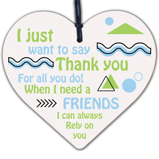 Best Friend Friendship Thank You Love Gifts Wooden Hanging Heart Sign Plaque