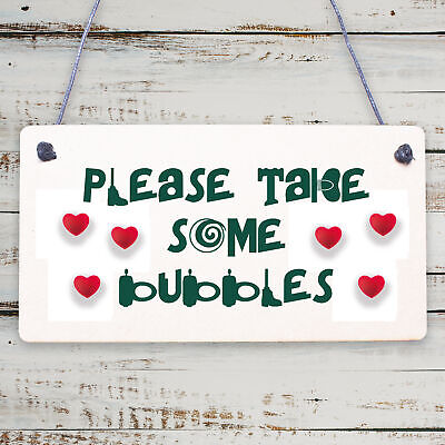 Please Take Some Bubbles Hanging Cute Wedding Table Plaque Decoration Gift Sign