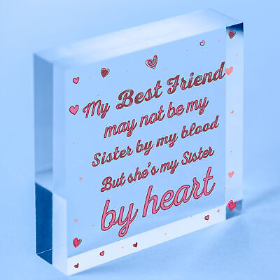 Sister By Heart Best FRIEND Gift Heart Christmas Friendship Gift Birthday Plaque