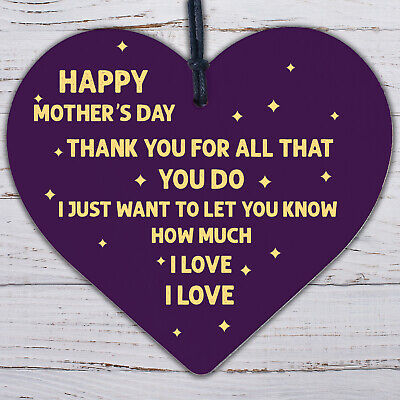 Cute Mothers Day Gift For Mum Nan Grandma Nanny Wooden Heart Gift For Her