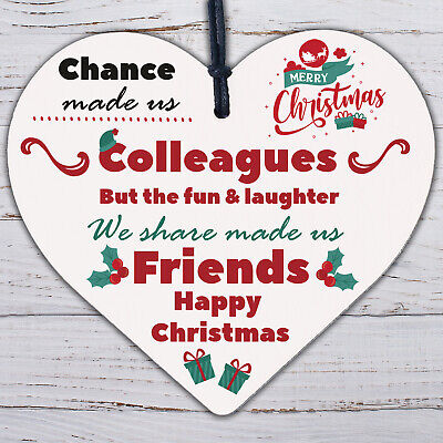 Colleague Christmas Gift Wood Heart Sign Friendship Secret Santa Gift Thank You