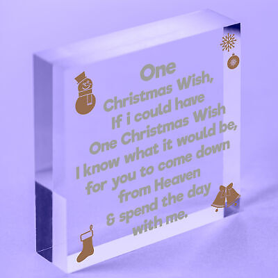 Christmas Wish Heaven Tree Memorial Gift Memory Hanging Bauble Keepsake Sign NEW