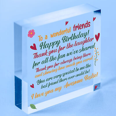 Friendship Best Friend Plaque Happy Birthday Heart Gift Mum Colleague Thank You