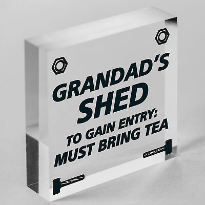 Grandads Shed Must Bring Tea Novelty Wooden Hanging Plaque Garage Sign Gift