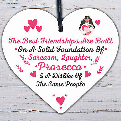 Best Friendships Foundation Is Prosecco Wooden Hanging Heart Novelty Plaque Gift