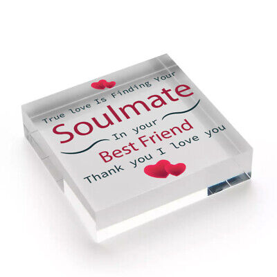 SOULMATE Gift Wooden Heart Best Friend Plaques Anniversary Valentines Day Gifts