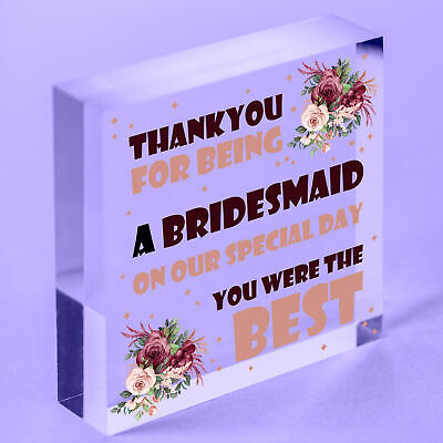 Thank You For Being A Bridesmaid Wooden Hanging Heart Wedding Favour GIFT Plaque