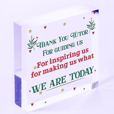 Thank You Tutor Teacher Mentor Support Wooden Heart Leaving Gift Plaque Sign