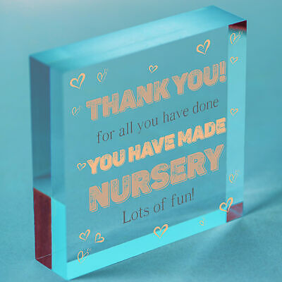 Thank You Nursery Teacher Gift Wooden Heart Sign Preschool Leaving Present