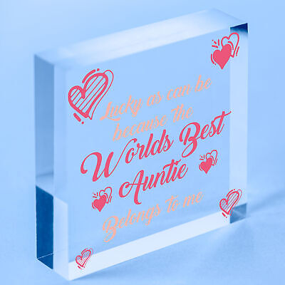 Birthday Gifts For Auntie THANK YOU Wooden Heart Plaque Shabby Chic Xmas Sign