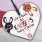 Rabbits Make Life Better Wooden Hanging Heart Plaque Pet Rabbit Hutch Sign Decor