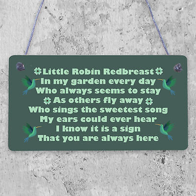 Robin Redbreast Memorial Bereavement Plaque Garden Grave Sign Xmas Family Gift