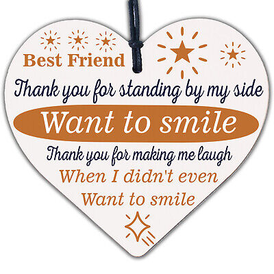 Thank You Friendship Sign Best Friend Plaque Gift Shabby Chic Wood Hanging Heart