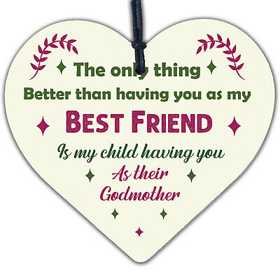 Best Friend Godmother Gifts Wooden Heart Plaque Thank You Friendship Keepsake