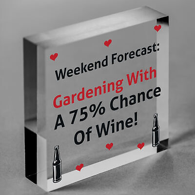 Forecast Gardening Wine Funny Garden Shed Alcohol Hanging Plaque Friendship Sign