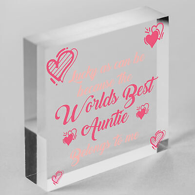 Birthday Gifts For Auntie THANK YOU Wooden Heart Plaque Shabby Chic Xmas Sign