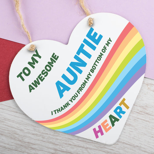 Auntie Hanging Sign Gifts For Birthday Christmas Heart Plaque