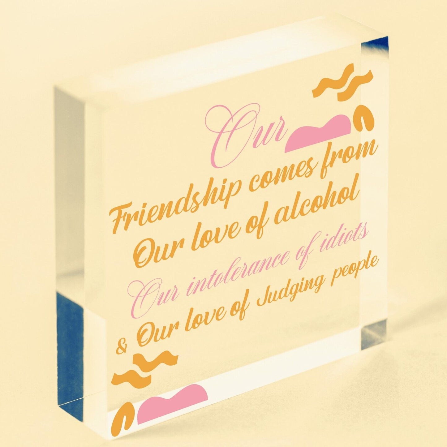 Alcohol Friendship Gift Wooden Heart Plaque Funny Best Friend Christmas Gifts