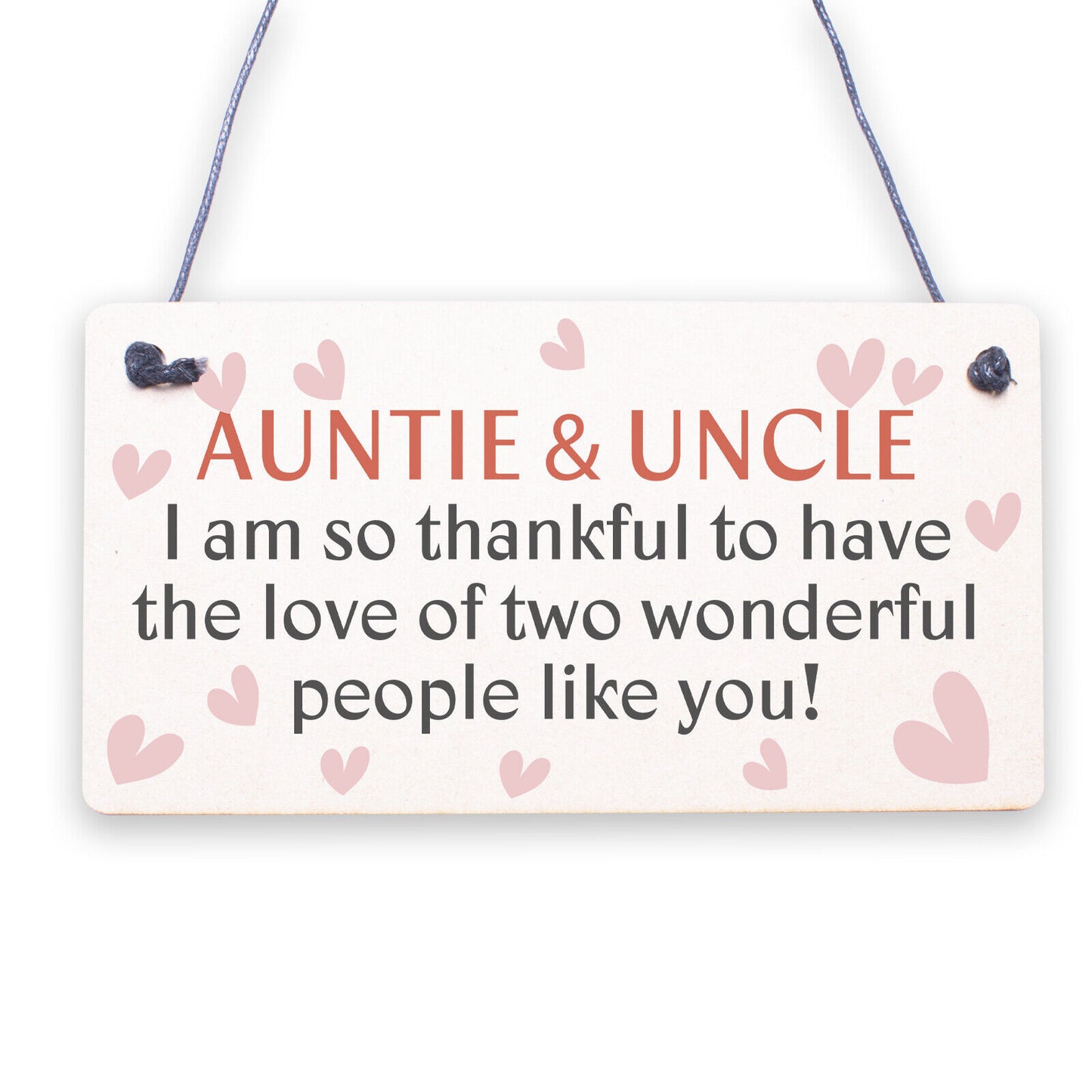 Auntie Uncle Thank You Wooden Hanging Plaque Gift Shabby Chic Love Sign Present