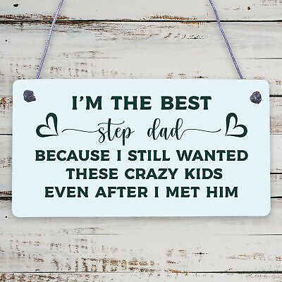 Best Step Dad Crazy Kids Novelty Hanging Plaque Fathers Day Daddy Birthday Gifts