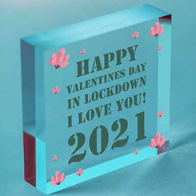 Happy Valentines Day In Lockdown Gift Wooden Heart Gift For Him Her Keepsake