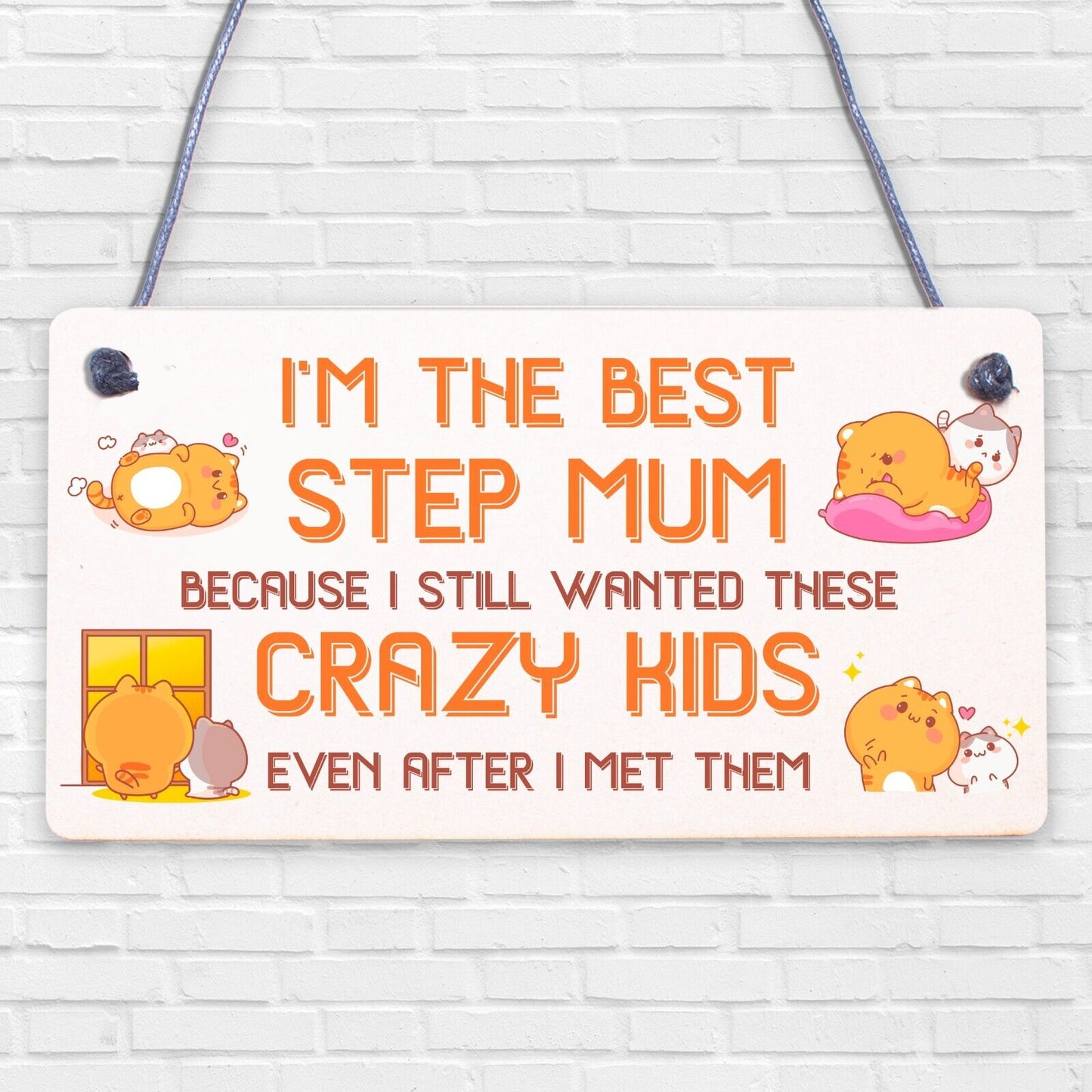 Best Stepmum Crazy Kids Novelty Hanging Plaque Gifts For Mum Birthday Present