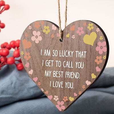 Thank You Best FRIEND Gifts Wood Heart Christmas Friendship Gift Birthday Plaque