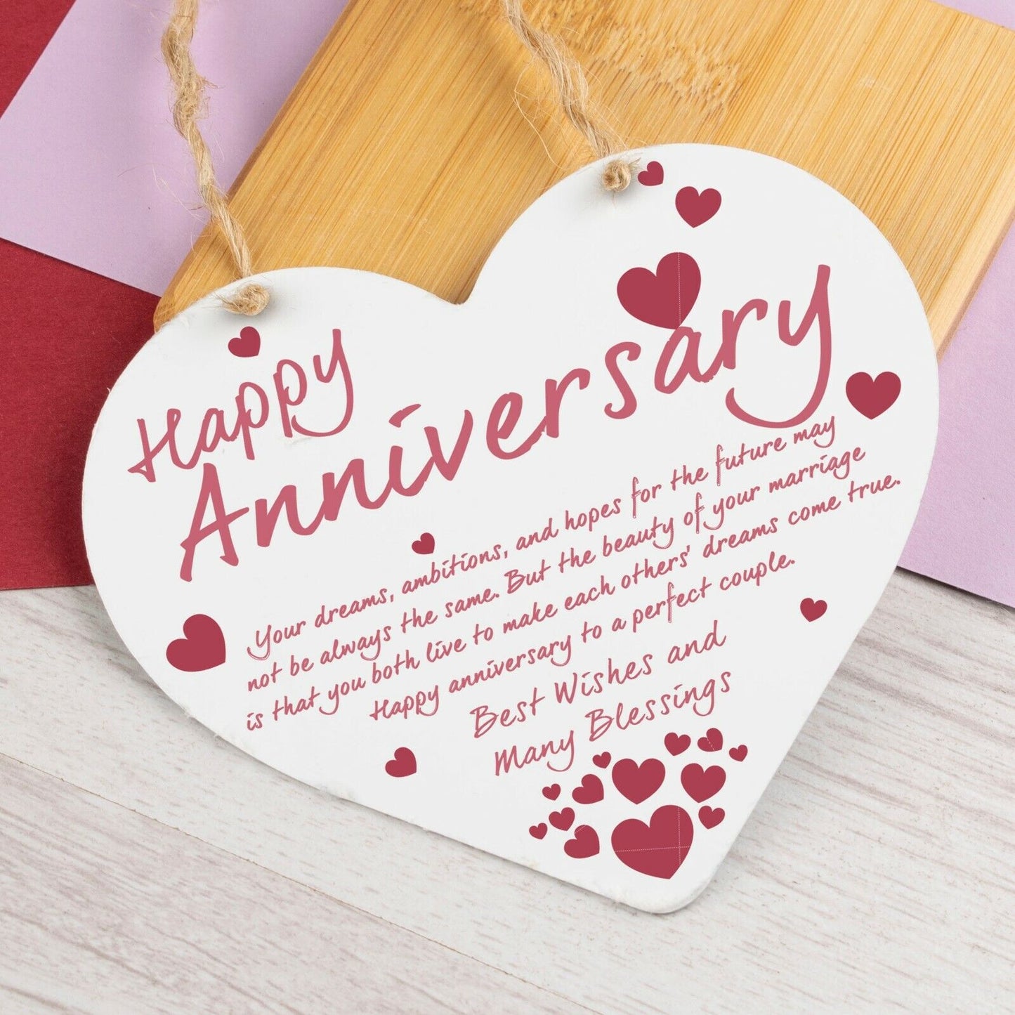 Wedding Anniversary Gift Heart Hanging Sign Happy Anniversary Gifts