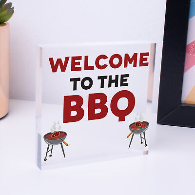 Welcome To The BBQ Sign Engraved Garden Signs And Plaques Man Cave Shed Sign