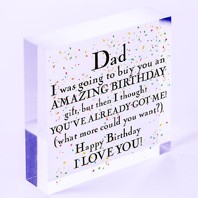 Amazing Happy Birthday Wooden Heart Dad Daddy Funny Card Baby Son Daughter Gifts